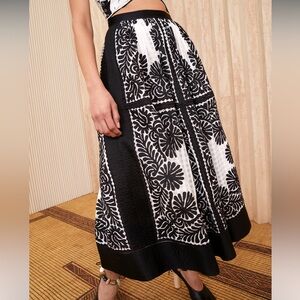 Ulla Johnson Black and White Midi Skirt